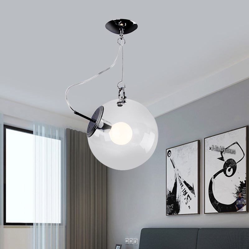 Minimalistic Single Chrome Semi Flush Mount Ceiling Light With Clear Glass Globe