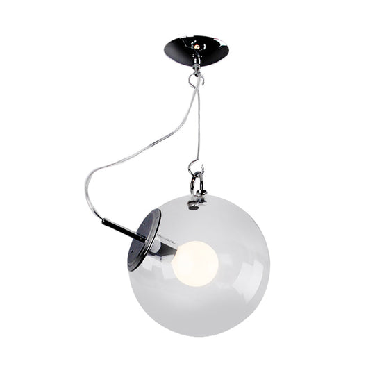 Minimalistic Single Chrome Semi Flush Mount Ceiling Light With Clear Glass Globe