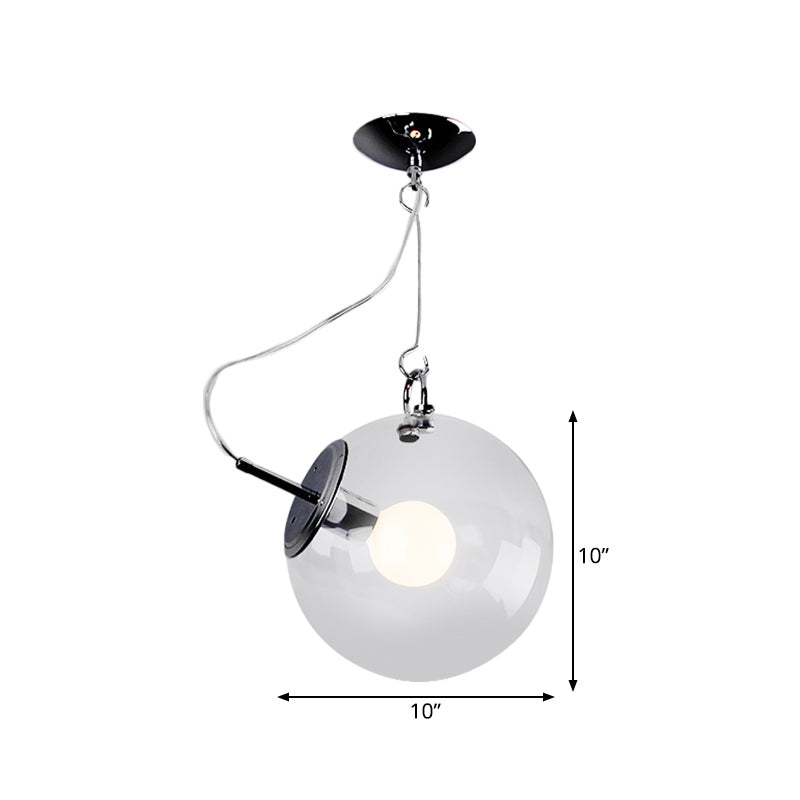 Minimalist Small Globe Clear Glass Flushmount Chrome Semi Flush Ceiling Light