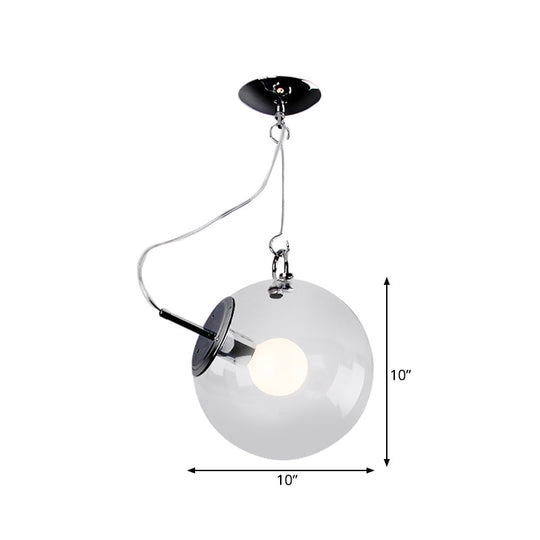 Minimalist Small Globe Clear Glass Flushmount Chrome Semi Flush Ceiling Light