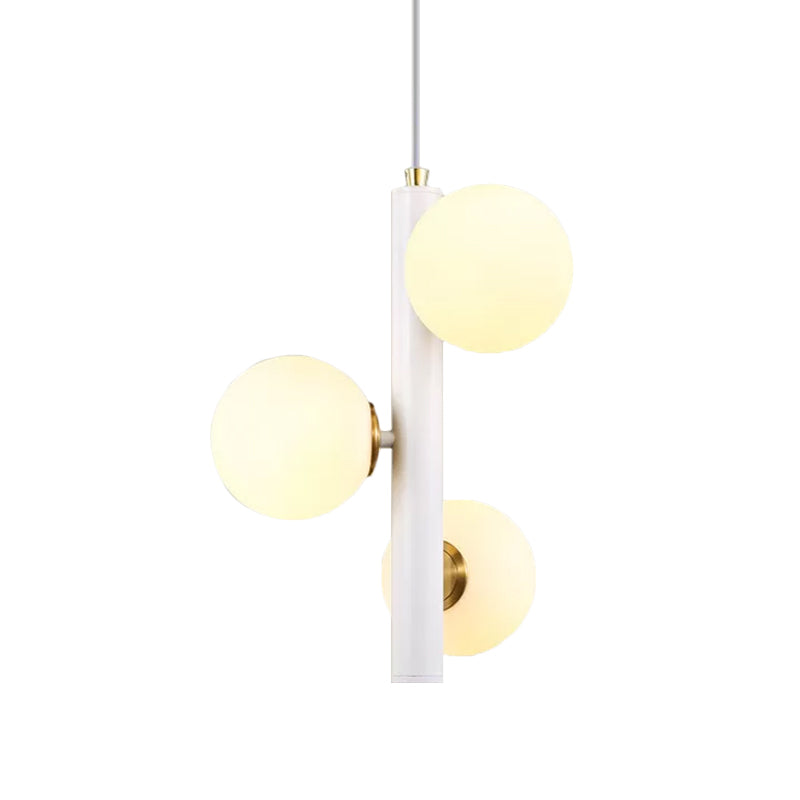 Contemporary Black/White Plumb Chandelier - Frosted Glass 3 Heads Ideal For Dining Table