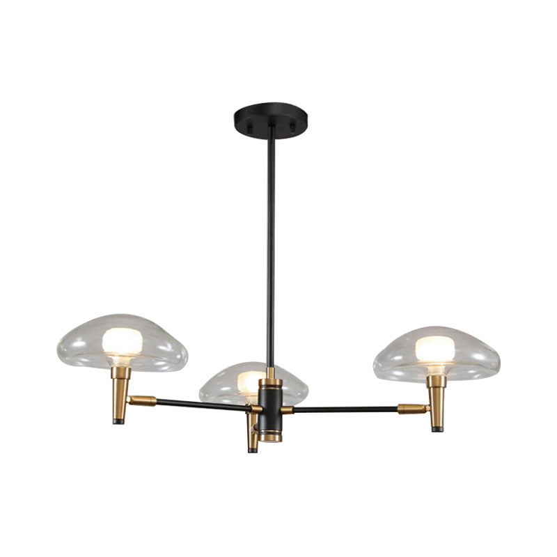 Contemporary Black And Gold Dining Room Chandelier With Clear Glass Shades