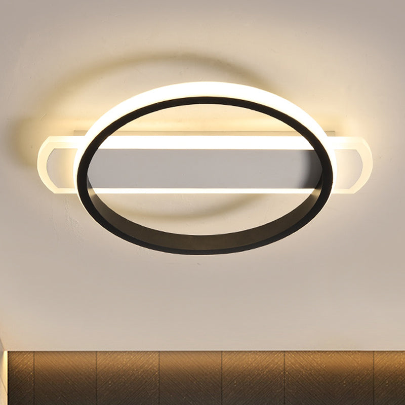 Simple Acrylic LED Flush Mounted Ceiling Light in Black - Round/Square-Oblong Shape - Warm/White Light