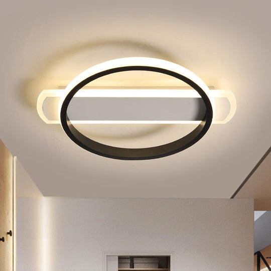 Simple Acrylic LED Flush Mounted Ceiling Light in Black - Round/Square-Oblong Shape - Warm/White Light