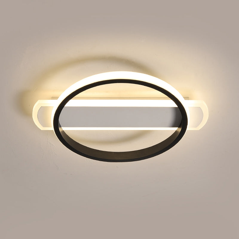 Simple Acrylic LED Flush Mounted Ceiling Light in Black - Round/Square-Oblong Shape - Warm/White Light