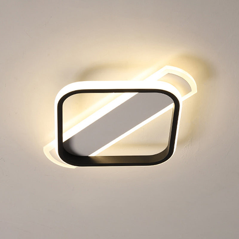 Simple Acrylic LED Flush Mounted Ceiling Light in Black - Round/Square-Oblong Shape - Warm/White Light