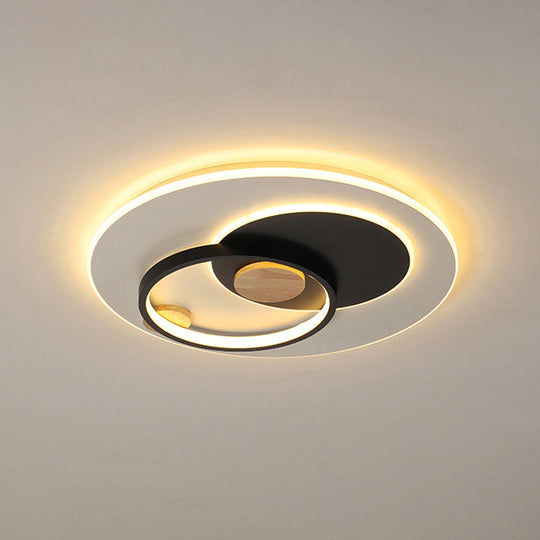 Minimal Intersected Circle Ceiling Light Iron Bedroom Led Flushmount Lighting (16.5/20.5) -