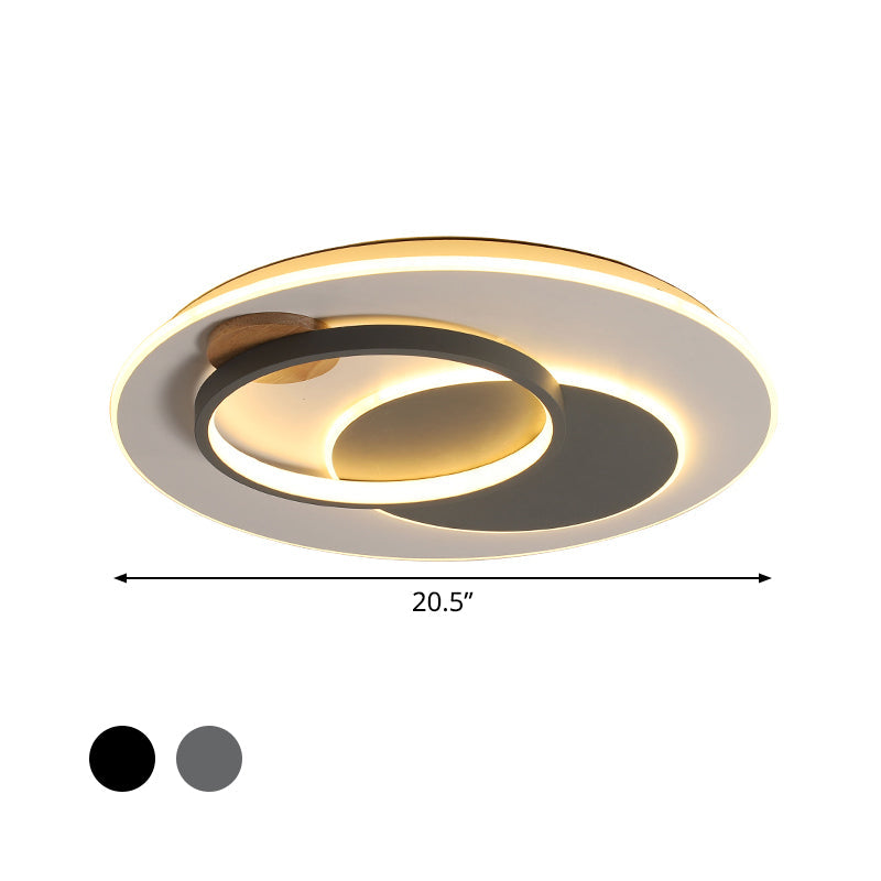 Minimal Intersected Circle Ceiling Light Iron Bedroom Led Flushmount Lighting (16.5/20.5) -