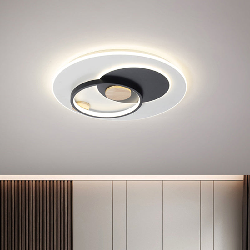 Minimal Intersected Circle Ceiling Light Iron Bedroom Led Flushmount Lighting (16.5/20.5) -