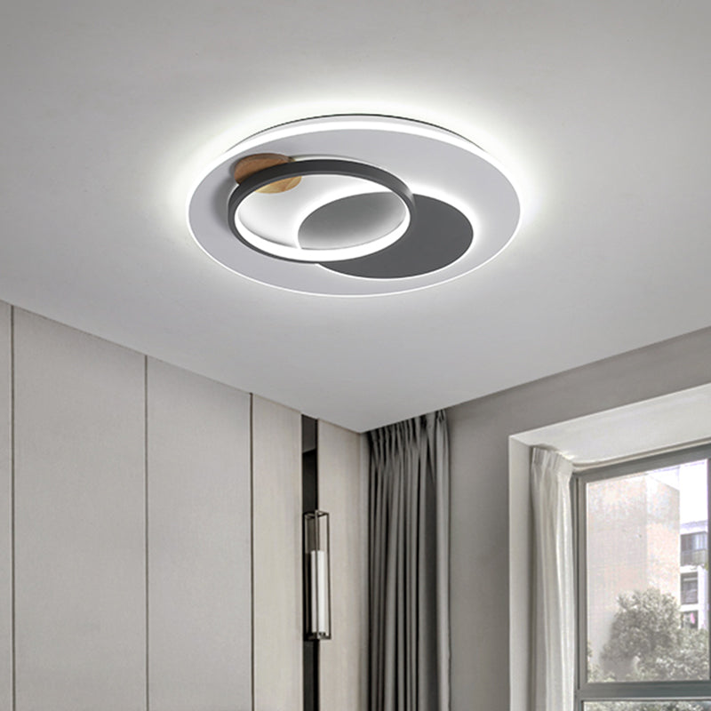 Minimal Intersected Circle Ceiling Light Iron Bedroom Led Flushmount Lighting (16.5/20.5) -