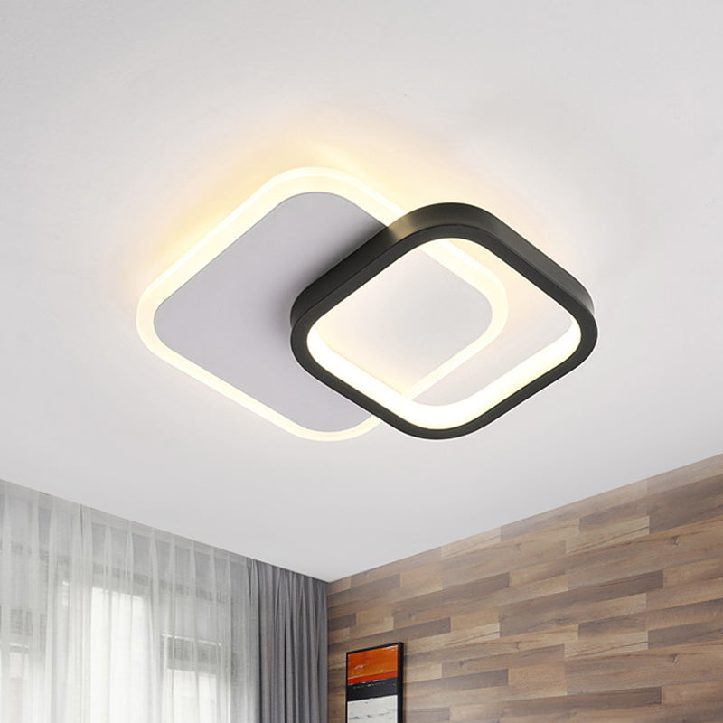 Modern Black-White Small Ceiling Lamp With Led Flush Mounts For Corridor