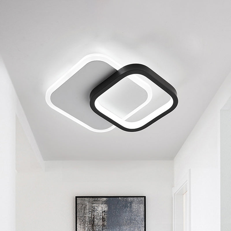 Modern Black-White Small Ceiling Lamp with LED Flush Mounts for Corridor