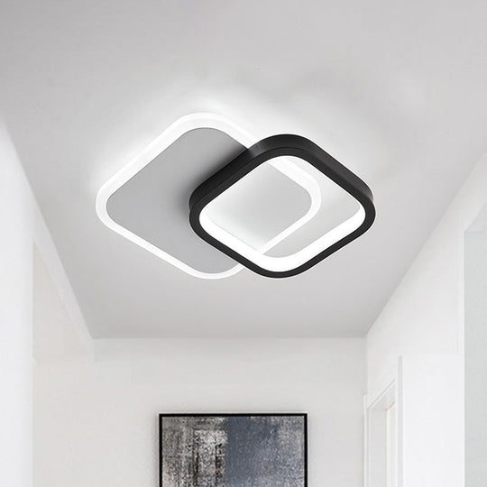 Modern Black-White Small Ceiling Lamp with LED Flush Mounts for Corridor