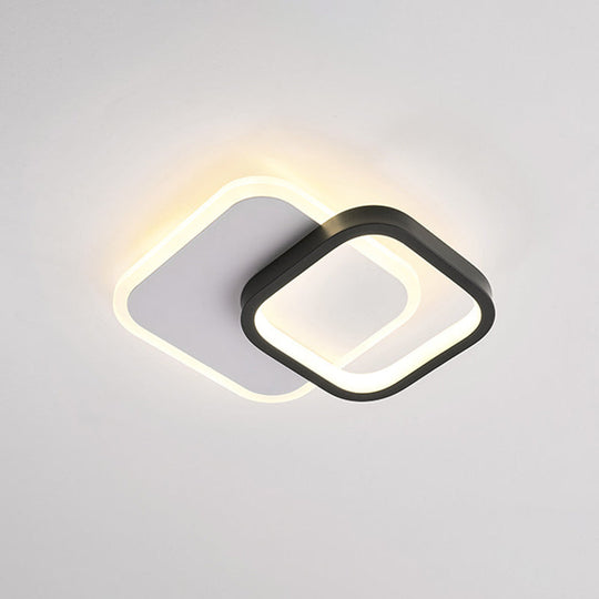 Modern Black-White Small Ceiling Lamp with LED Flush Mounts for Corridor