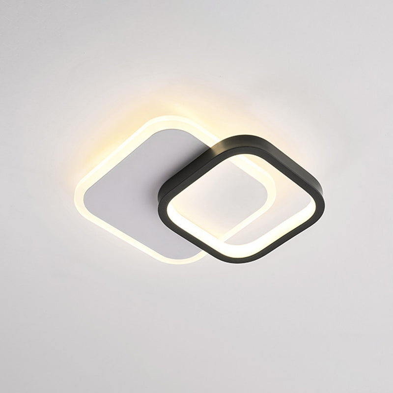 Modern Black-White Small Ceiling Lamp With Led Flush Mounts For Corridor