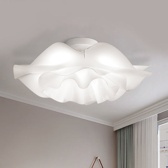 Contemporary Frill Layer LED Ceiling Fixture: Stylish Flush Mount for Bedroom, Acrylic Finish in White