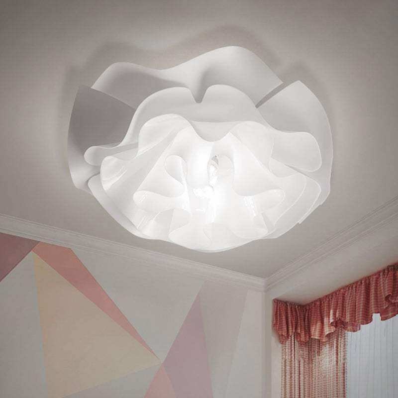 Contemporary Frill Layer LED Ceiling Fixture: Stylish Flush Mount for Bedroom, Acrylic Finish in White