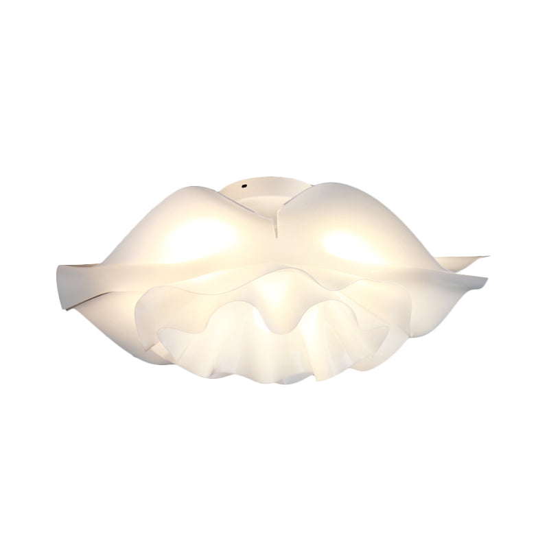 Contemporary Frill Layer LED Ceiling Fixture: Stylish Flush Mount for Bedroom, Acrylic Finish in White