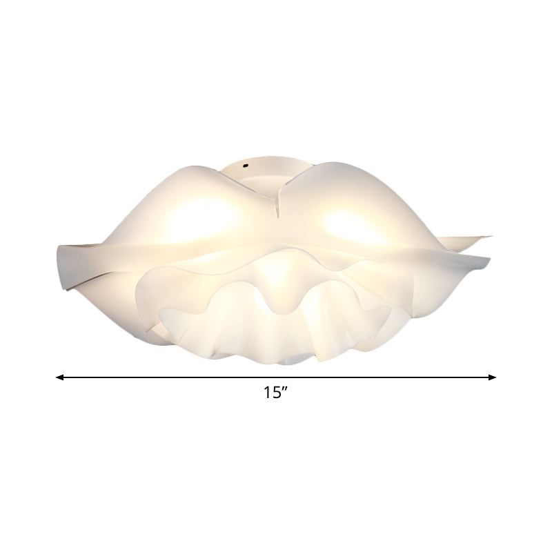 Contemporary Frill Layer LED Ceiling Fixture: Stylish Flush Mount for Bedroom, Acrylic Finish in White