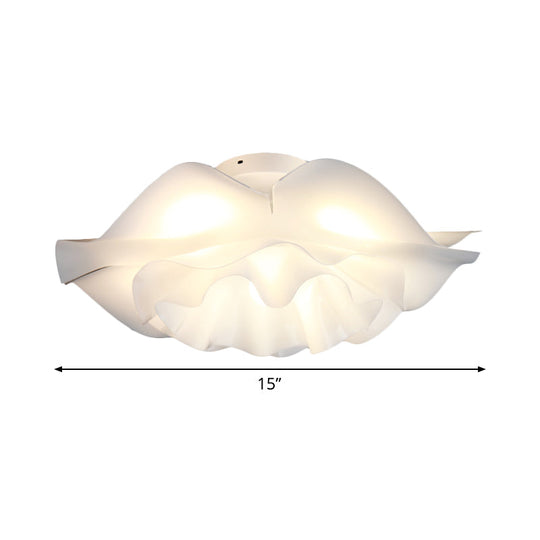 Contemporary Frill Layer LED Ceiling Fixture: Stylish Flush Mount for Bedroom, Acrylic Finish in White