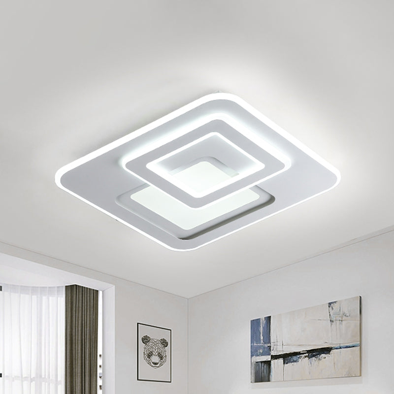 Modern Acrylic Square Flushmount LED Ceiling Light in Warm/White