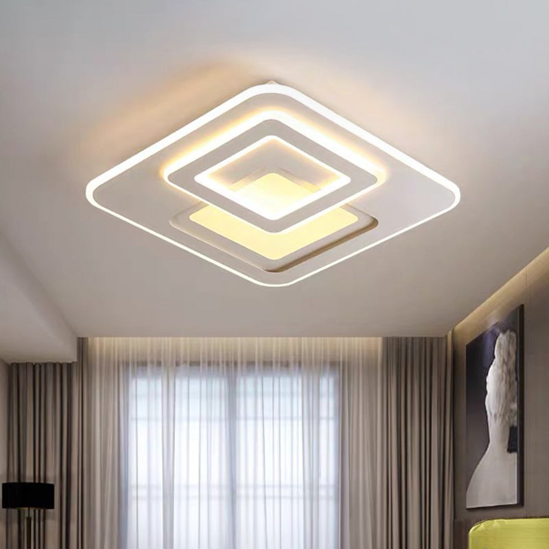 Modern Acrylic Square Flushmount LED Ceiling Light in Warm/White