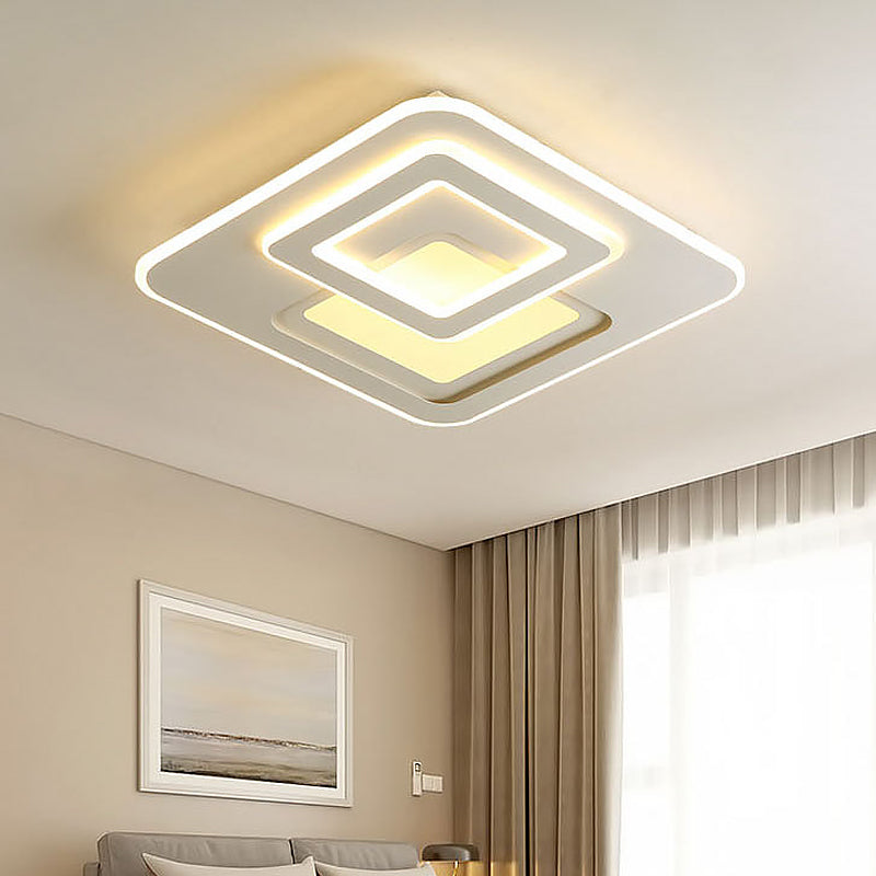 Modern Acrylic Square Flushmount LED Ceiling Light in Warm/White