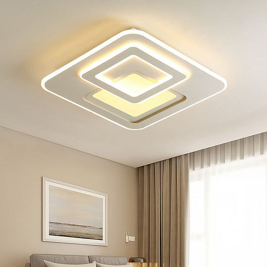 Modern Acrylic Square Flushmount Led Ceiling Light In Warm/White