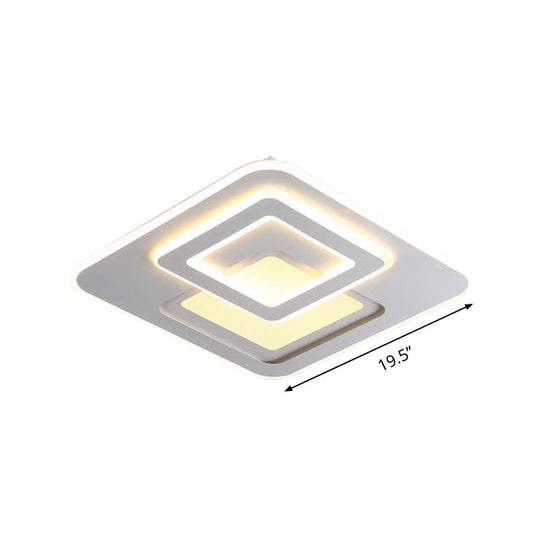 Modern Acrylic Square Flushmount Led Ceiling Light In Warm/White