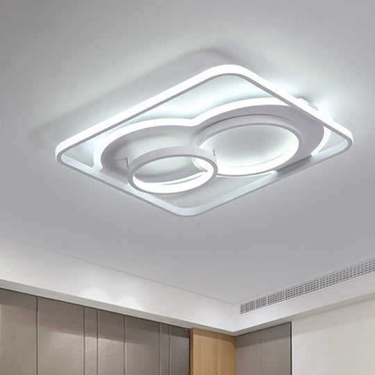 Modern White Acrylic Ceiling Light With Led Flush Mount - 16/19.5 Diameter Warm/White Square Frame