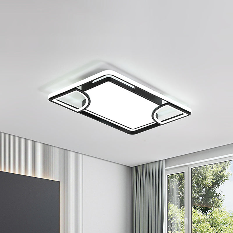 Modern Acrylic LED Flushmount Ceiling Light in Black with Cutout Design – Warm/White Lighting