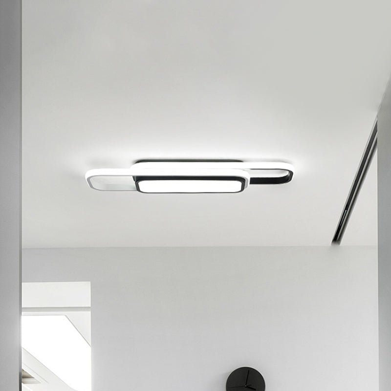 Modern LED Flush Ceiling Lamp in Black/Grey with Glow Frame - 16/23.5-inch Wide - Warm/White Light Options