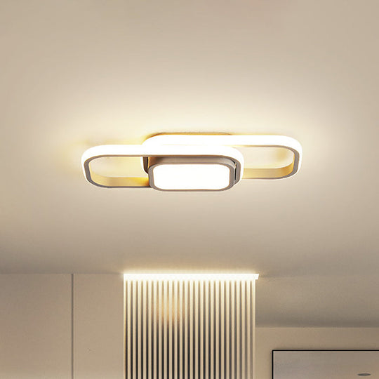 Modern LED Flush Ceiling Lamp in Black/Grey with Glow Frame - 16/23.5-inch Wide - Warm/White Light Options