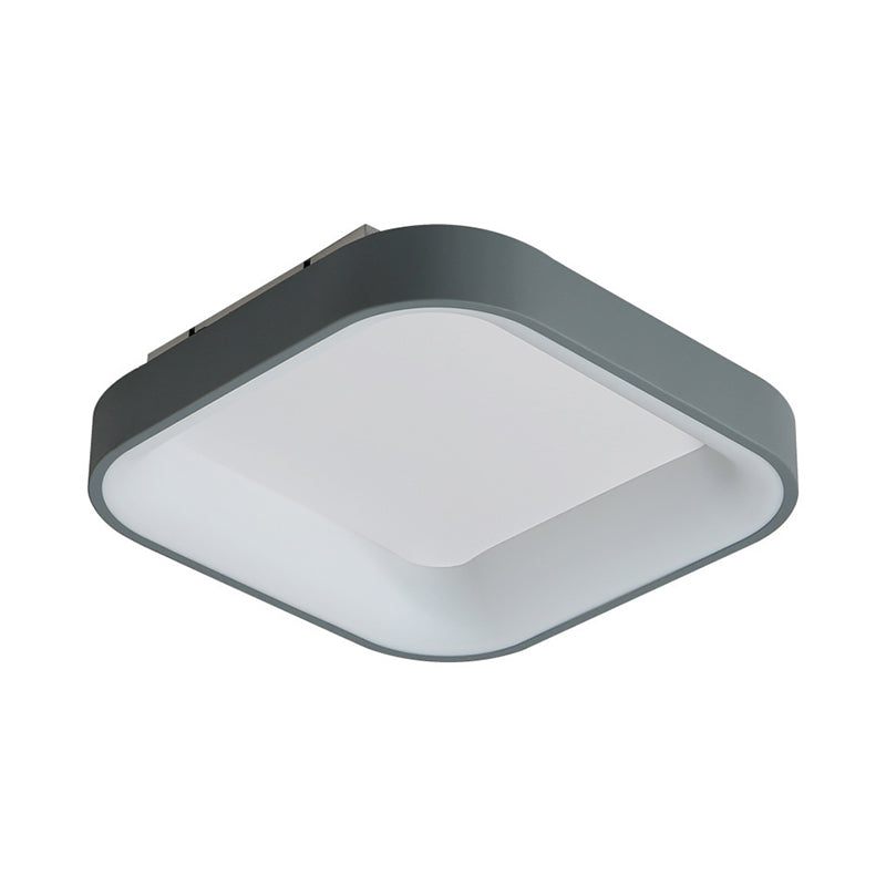 Nordic Acrylic Led Flush Mount Ceiling Fixture For Bedroom - Grey/White Squared Ring 16/19.5 W