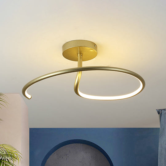 Golden Curl LED Flush Mount Ceiling Light Simple Acrylic 16"/19.5" Wide Flush Mount Lighting Fixture