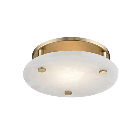 Colonial White Glass Ceiling Light Fixture with Gold Circle Accent - 3-Light Semi Flush Mount for Living Room