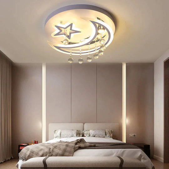 New Creative Bedroom Lamp Star Moon Led Ceiling Lamp