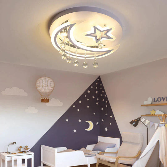 New Creative Bedroom Lamp Star Moon Led Ceiling Lamp