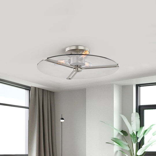 Colonial Chrome/Gold Semi-Flush Ceiling Lamp with Clear Glass - Ideal for Bedrooms