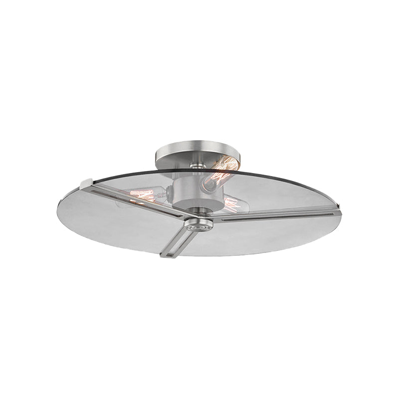 Colonial Chrome/Gold Semi-Flush Ceiling Lamp with Clear Glass - Ideal for Bedrooms