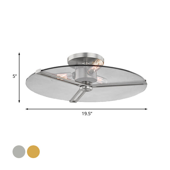 Colonial Chrome/Gold Semi-Flush Ceiling Lamp with Clear Glass - Ideal for Bedrooms