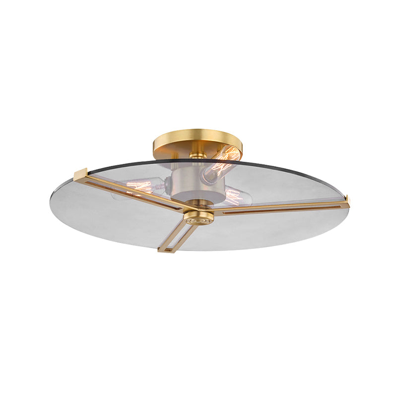 Colonial Chrome/Gold Semi-Flush Ceiling Lamp with Clear Glass - Ideal for Bedrooms