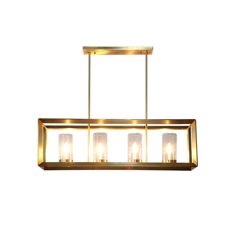 Colonial Gold Island Ceiling Light With Clear Glass And Metal Cage