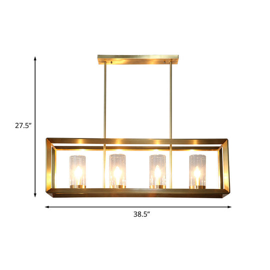 Colonial Gold Island Ceiling Light With Clear Glass And Metal Cage