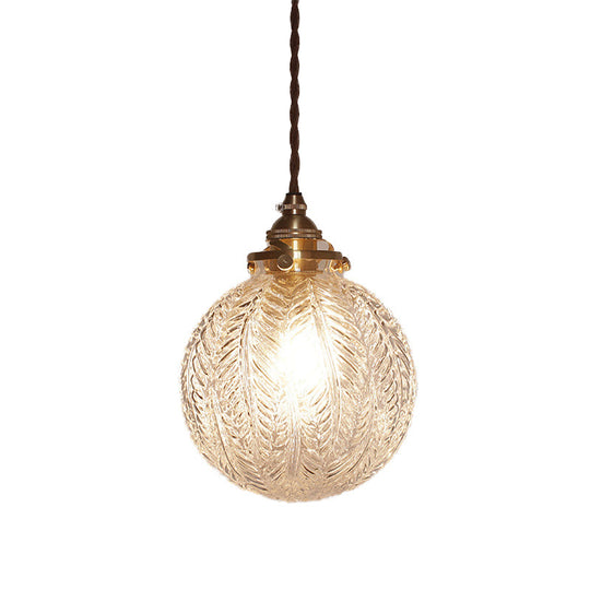 Feathered Glass Pendant Light - Clear/Smoke Gray With Colonial Global Design