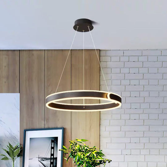 Black Circular Led Chandelier Light - Simplicity Acrylic Pendant Ideal For Dining Table Suspension