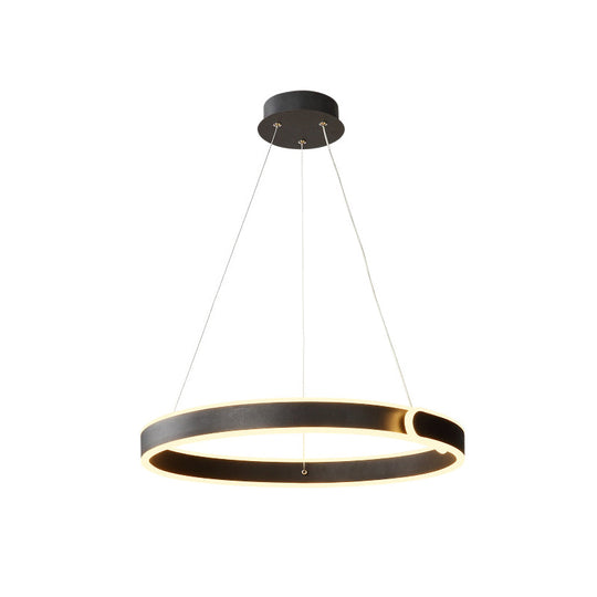 Black Circular Led Chandelier Light - Simplicity Acrylic Pendant Ideal For Dining Table Suspension