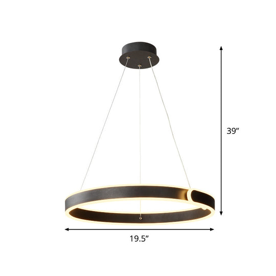 Black Circular Led Chandelier Light - Simplicity Acrylic Pendant Ideal For Dining Table Suspension