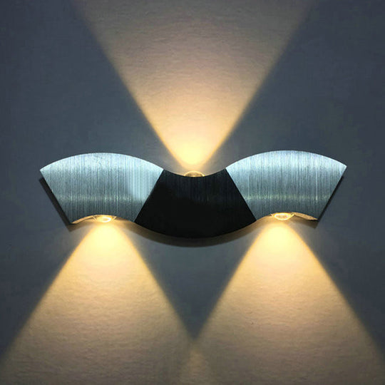 Contemporary Aluminum Wall Mounted Led Sconce Light In Silver Finish With Warm/White Lighting / Warm