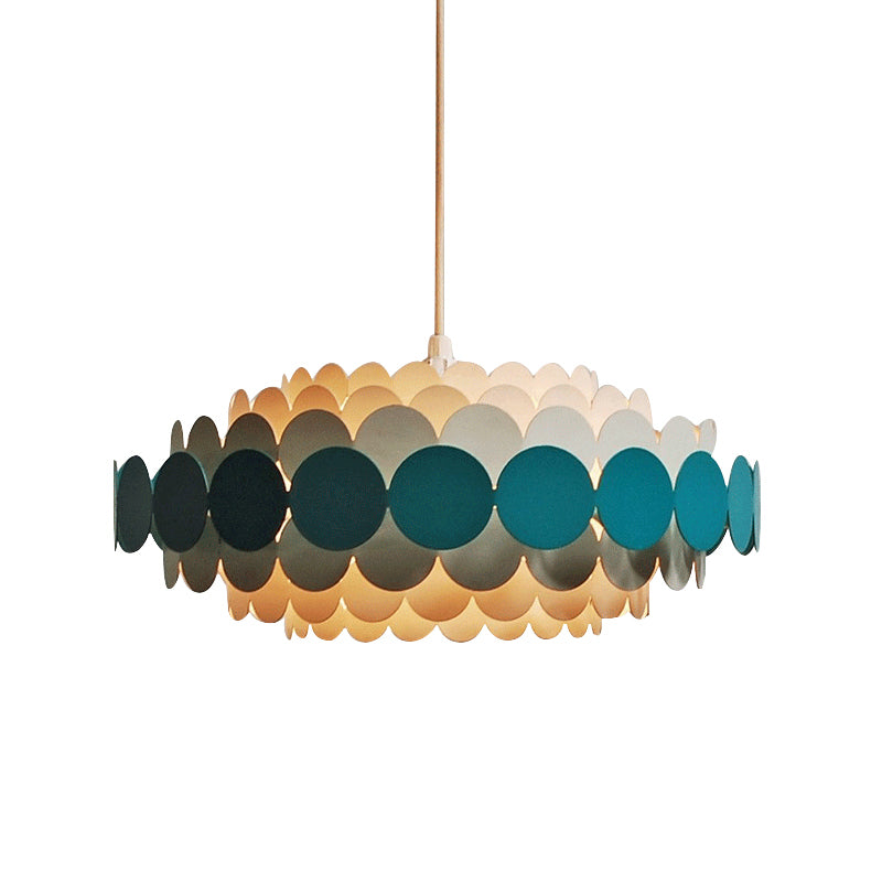 Modernist 3-Light Metal Chandelier In Red/Green Circle Tiers: Stylish Pendant Light For Living Room